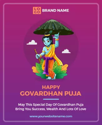 Festive Colorful Govardhan Puja Celebration Poster Template
