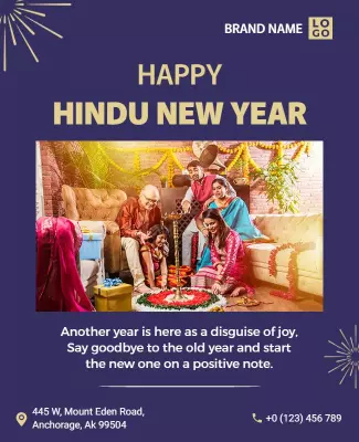 Festive Colorful Hindu New Year Celebration Poster Template