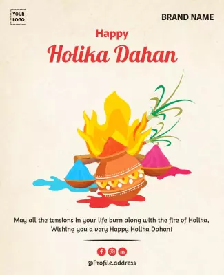 Festive Colorful Holika Dahan Celebration Poster Template