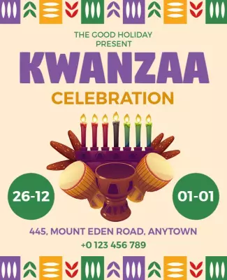 Festive Colorful Kwanzaa Celebration Event Flyer Template