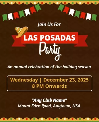 Festive Colorful Las Posadas Holiday Party Poster Template
