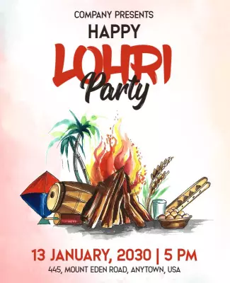 Festive Colorful Lohri Celebration Party Poster Template