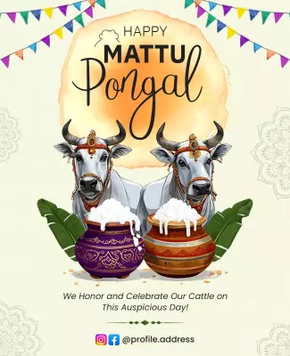 Festive Colorful Mattu Pongal Celebration Poster Template