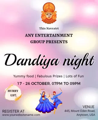 Festive Colorful Navratri Dandiya Night Celebration Poster Template