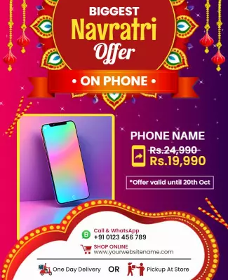 Festive Colorful Navratri Phone Sale Offer Poster Template