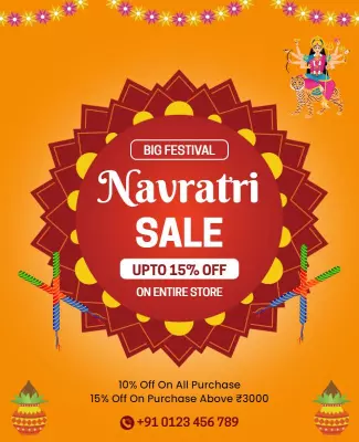 Festive Colorful Navratri Sale Discount Poster Template