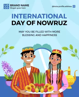 Festive Colorful Nowruz Celebration with Traditional Elements Poster Template