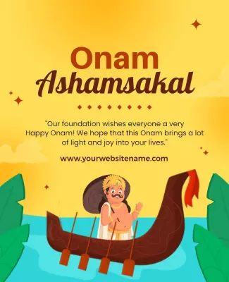 Festive Colorful Onam Celebration with Boat Poster Template