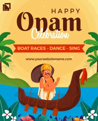Festive Colorful Onam Celebration with Boat Races Poster Template