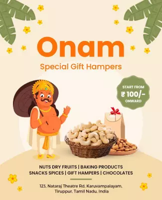 Festive Colorful Onam Special Gift Hampers Poster Template