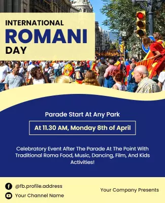 Festive Colorful Parade for International Romani Day Poster Template