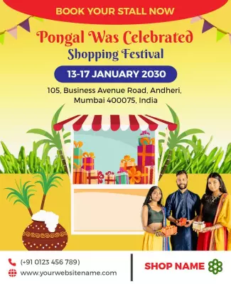 Festive Colorful Pongal Shopping Festival Celebration Poster Template