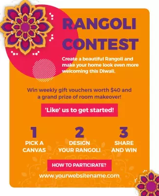 Festive Colorful Rangoli Contest Invitation Poster Template