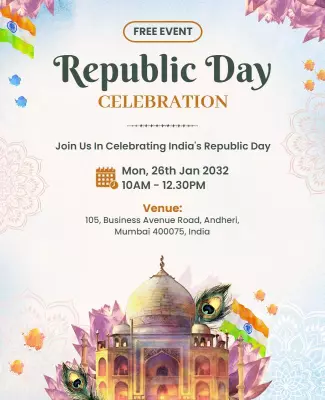 Festive Colorful Republic Day Celebration Poster Template