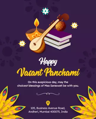 Festive Colorful Vasant Panchami Celebration Poster Template