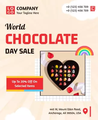 Festive Colorful World Chocolate Day Sale Poster Template