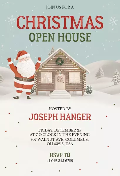 Festive Cozy Christmas Open House Invitation Template