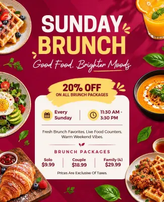 Festive Culinary Delight for Sunday Brunch Deals Flyer Template