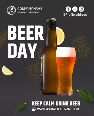 Festive Dark Beer Day Celebration Poster Template