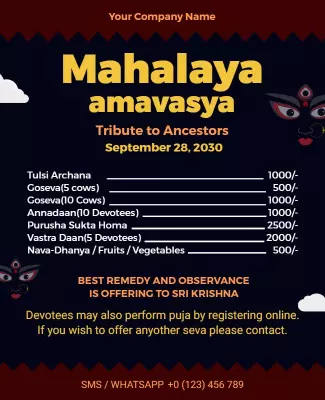 Festive Dark Mahalaya Amavasya Ancestor Tribute Poster Template