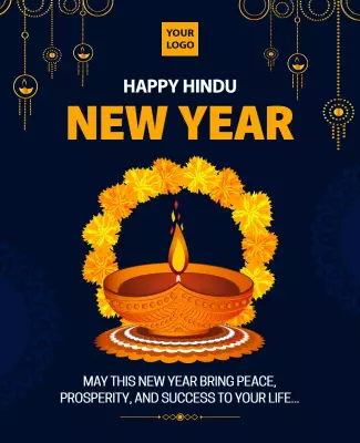 Festive Deep Blue Hindu New Year Celebration Poster Template