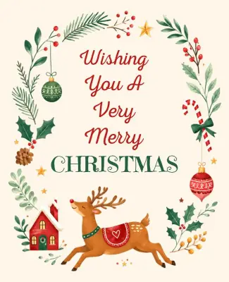 Festive Deer and Holly Christmas Greeting Poster Template