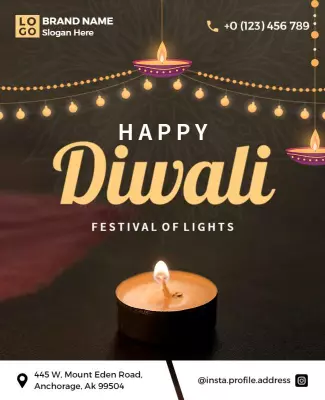 Festive Diwali Celebration with Lighting and Candles Poster Template