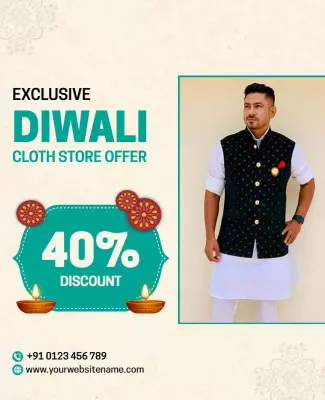 Festive Diwali Cloth Store Discount Offer Poster Template