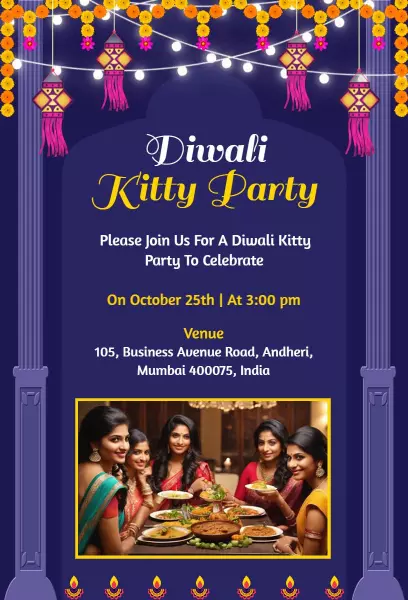 Festive Diwali Kitty Party Celebration Invitation Template