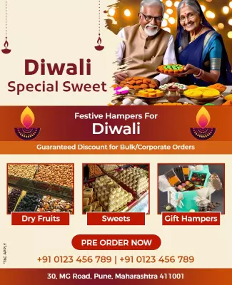 Festive Diwali Sweet Treats and Gift Hampers Poster Template
