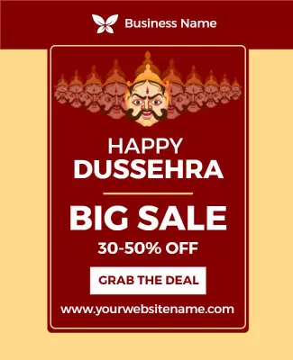 Festive Dussehra Discount Sale Celebration Poster Template
