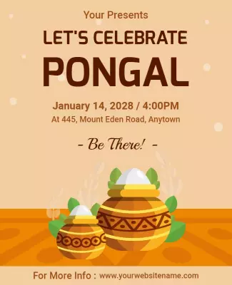Festive Earthy Pongal Celebration Pot Design Flyer Template