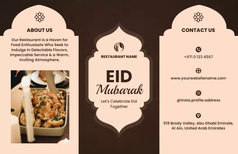 Festive Eid Celebration Restaurant Menu Brochure Template