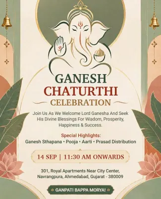 Festive Elegant Ganesh Chaturthi Family Blessing Flyer Template