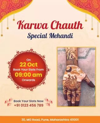 Festive Elegant Karwa Chauth Special Mehndi Poster Template
