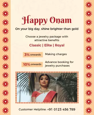 Festive Elegant Onam Jewelry Offer Poster Template