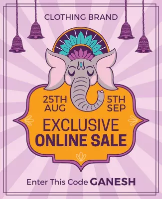 Festive Elephant Design for Exclusive Online Sale Poster Template