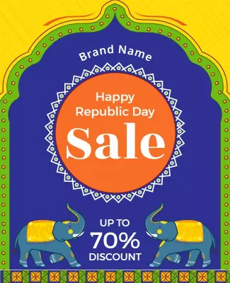 Festive Elephant Design for Republic Day Sale Poster Template