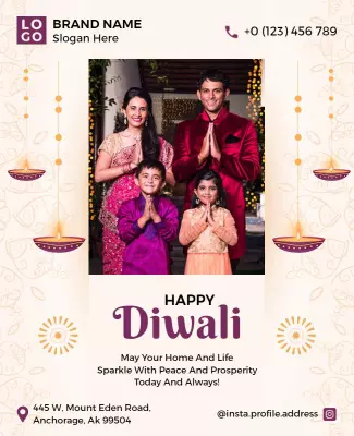Festive Family Celebration for Diwali Greetings Poster Template