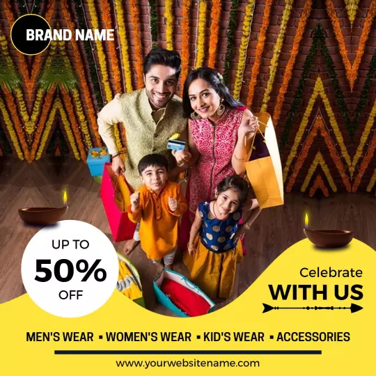 Festive Family Celebration for Diwali Wear Discount Ad Template
