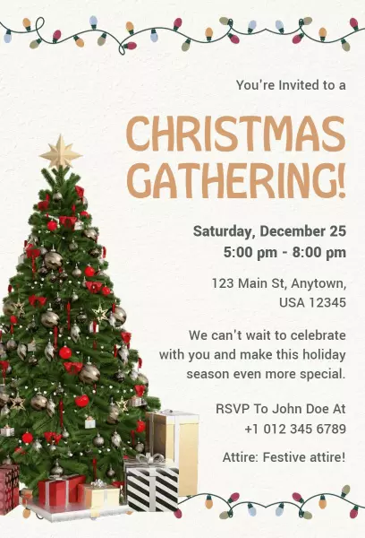 Festive Family Christmas Gathering Celebration Invitation Template
