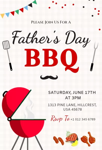 Festive Father's Day Barbecue Celebration Invitation Template