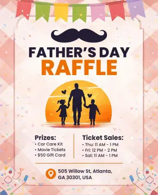 Festive Father's Day Raffle Event Flyer Template