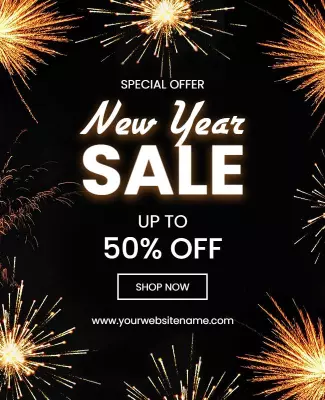 Festive Fireworks New Year Sale Promotion Poster Template
