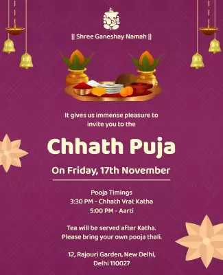 Festive Floral Chhath Puja Invitation Poster Template