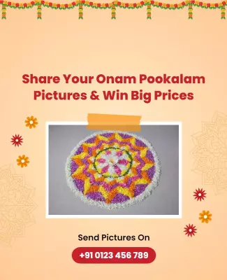 Festive Floral Onam Pookalam Contest Poster Template