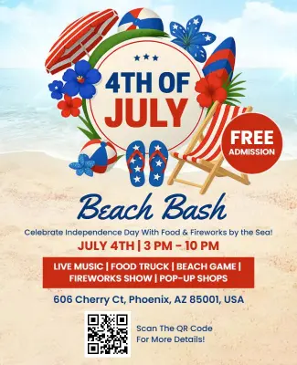 Festive Fourth of July Beach Bash Flyer Template