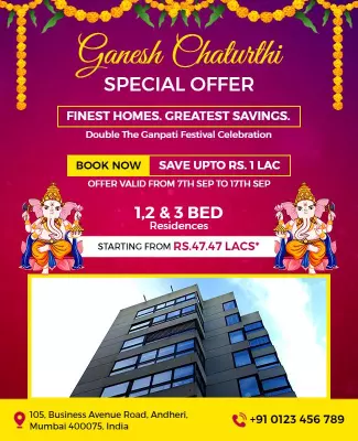 Festive Ganesh Chaturthi Property Offer Promotions Poster Template