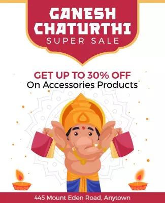 Festive Ganesh Chaturthi Super Sale Poster Template