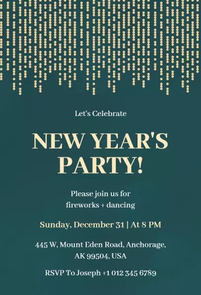 Festive Glamorous New Year’s Celebration Party Invitation Template